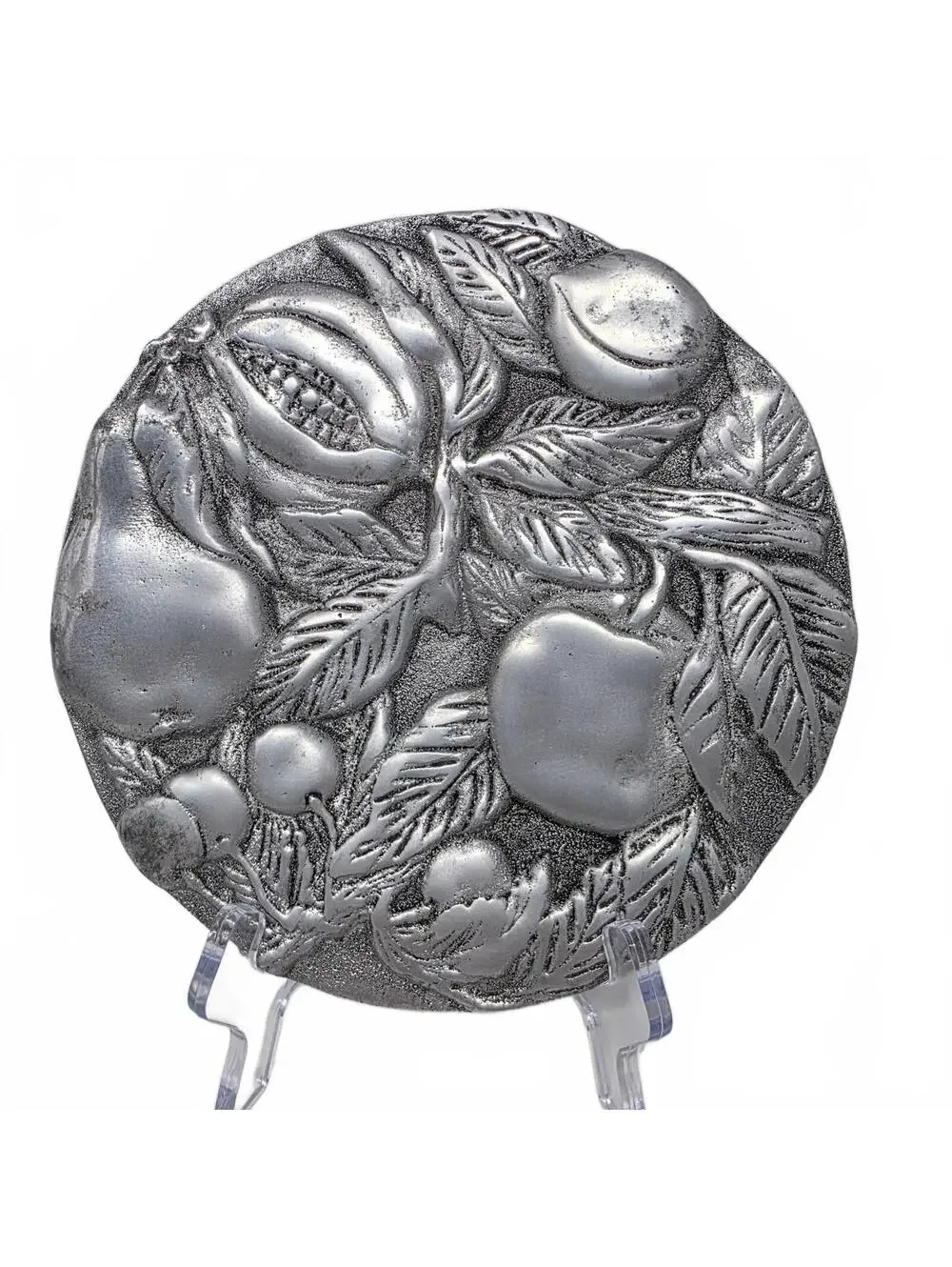 Vintage Cast Aluminum Fruit Trivet Raised Relief Kitchen Hot Plate